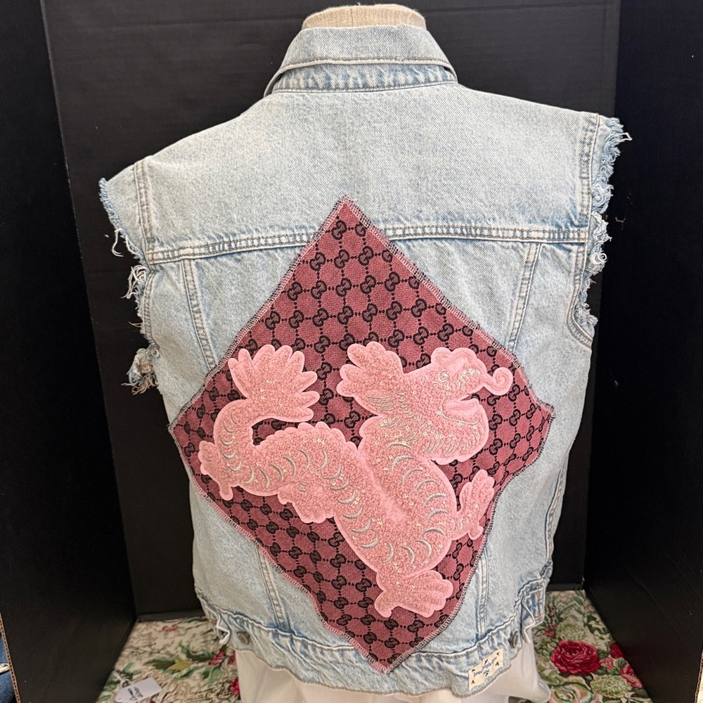 Designer Inspired Denim Vest sz Men’s LG
